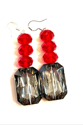 Beaded Rectangle Crystal Dangle Earring - Born To Glam
