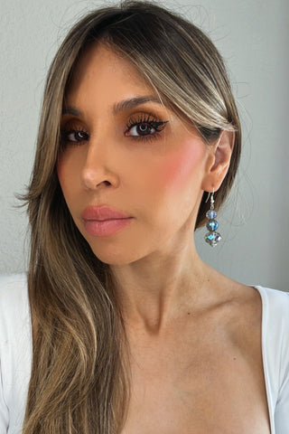 Blue Colorized 3 Tier Crystal Sphere Earrings - Born To Glam