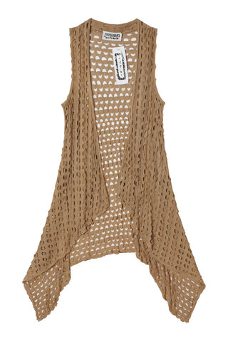 Taupe Textured Open Vest