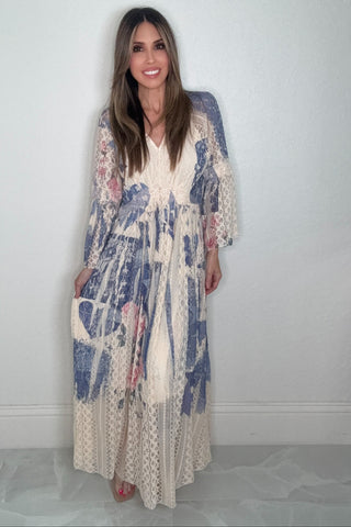 Lace V Neck Maxi Dress