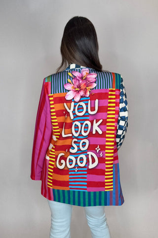 Italian Multi Floral Print Blazer - Born To Glam