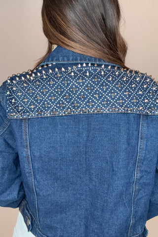 Embellished Dark Denim Jacket - Born To Glam