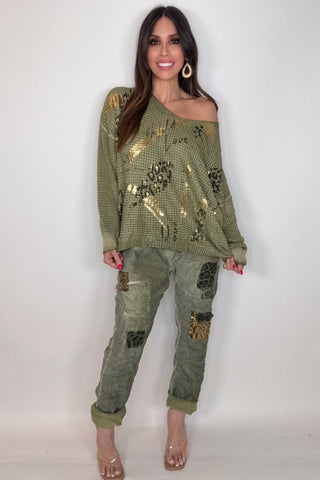Avocado Green Safari Glam Jogger - Born To Glam