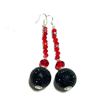 Red and Black Crystal Ball Statement Earring - Born To Glam