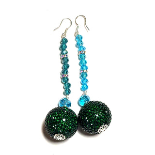 Hunter Green Crystal Ball Statement Earring - Born To Glam