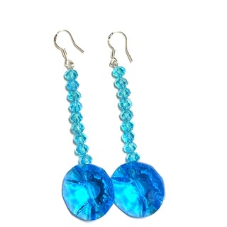 Turquoise Disc Tiered Crystal Earring - Born To Glam