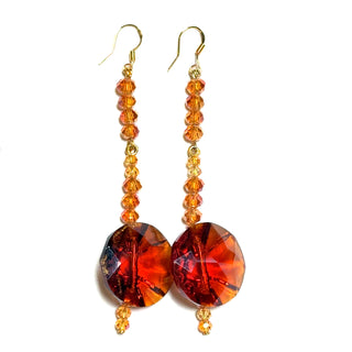 Brown Disc Tiered Crystal Earring - Born To Glam