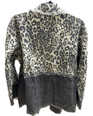 Noir Leopard Denim Blazer - Born To Glam