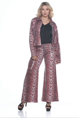 Red Animal Print Sequin Palazzo Pant - Born To Glam