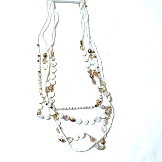 White & Gold Multilayered Shell Necklace
