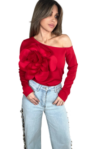 Rosette Scuba Statement Top - Born To Glam