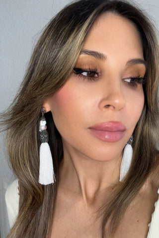 Baroque Cultured Pearl Silver Crystal Gold Plated Tassel Earring - Born To Glam