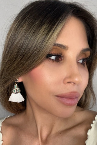 Geometric Small Tassel Gemstone Earring - Born To Glam