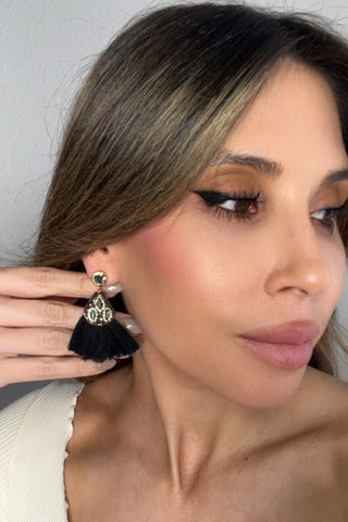Geometric Small Tassel Gemstone Earring - Born To Glam