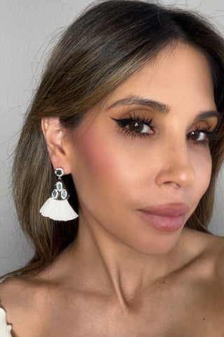 Geometric Small Tassel Gemstone Earring - Born To Glam