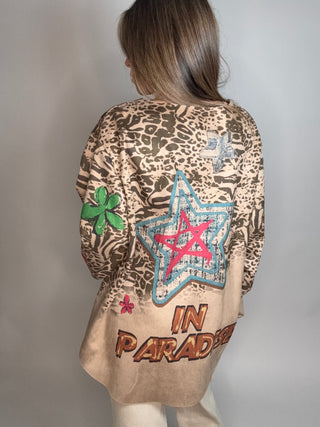 Olive Leopard Print Graffiti Jacket - Born To Glam