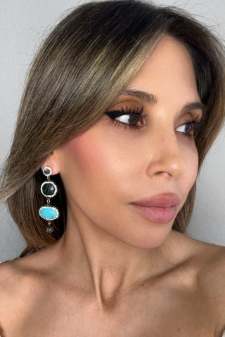 Agate & Turquoise 925 Sterling Silver Earring - Born To Glam