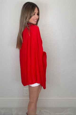 Style the Royal Red Solid Silk Jacket exclusively at Born To Glam
