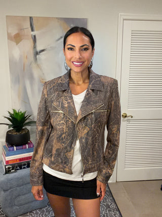 Brown Leopard Print Moto Jacket - Born To Glam