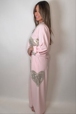 Sequin Heart Sweatpants - Born To Glam