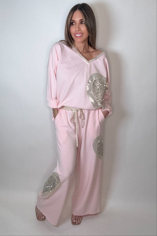 Sequin Heart Sweatpants - Born To Glam