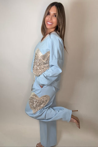 Sequin Heart Sweatpants - Born To Glam
