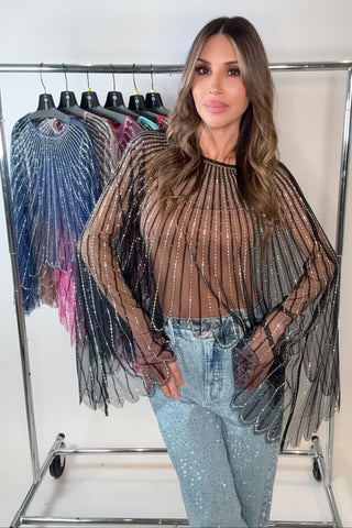 Crystal Rhinestone Embellished Top