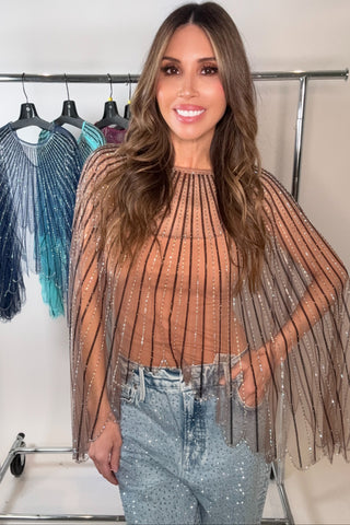 Crystal Rhinestone Embellished Top