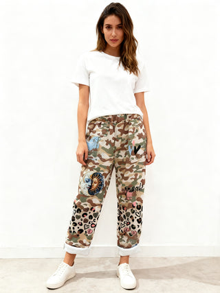 Khaki Camo Mixed Print Lounge Pants