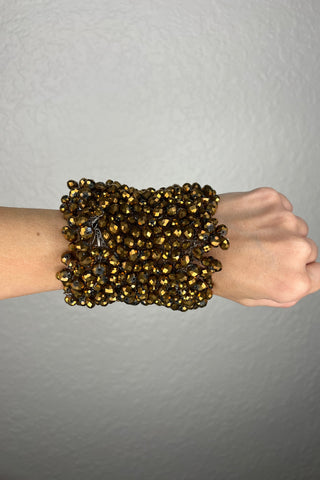 Gold Luxe Crystal Cascade Extra Large Statement Bracelet - Born To Glam
