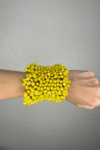 Yellow Luxe Crystal Cascade Extra Large Statement Bracelet - Born To Glam
