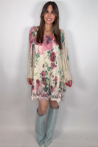 Rose Graceful Lace Tunic Top - Born To Glam