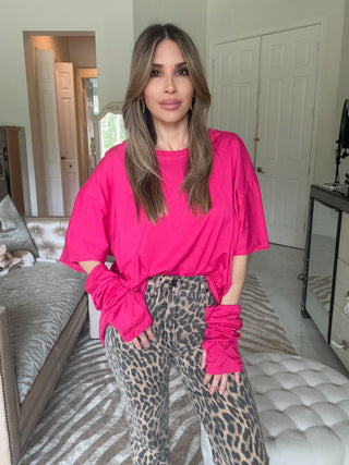 Hot Pink Layered Sleeve Top