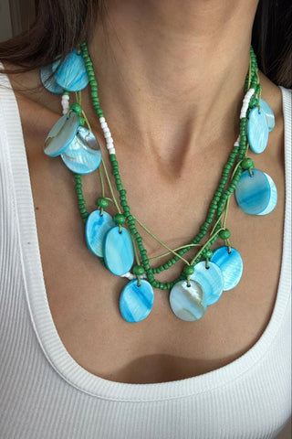 Oval Shell Beaded Multi Layer Necklace - Born To Glam