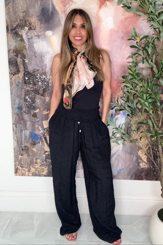 Black Linen Palazzo Pants - Born To Glam