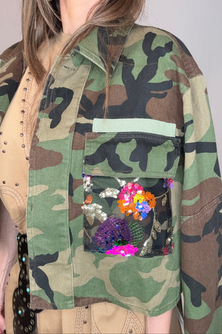 Camo Sequins Contrast Jacket - Born To Glam
