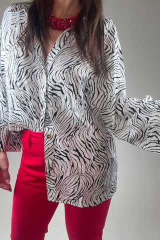 Zebra Print Button Down Top - Born To Glam