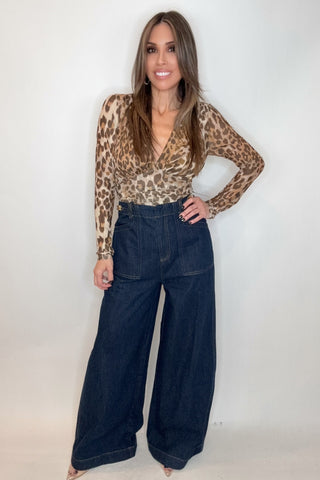 Dark Denim Pant With Gold Chain Detail - Born To Glam