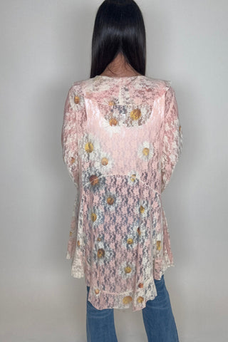 Pink Daisy Ruffle Cardigan - Born To Glam