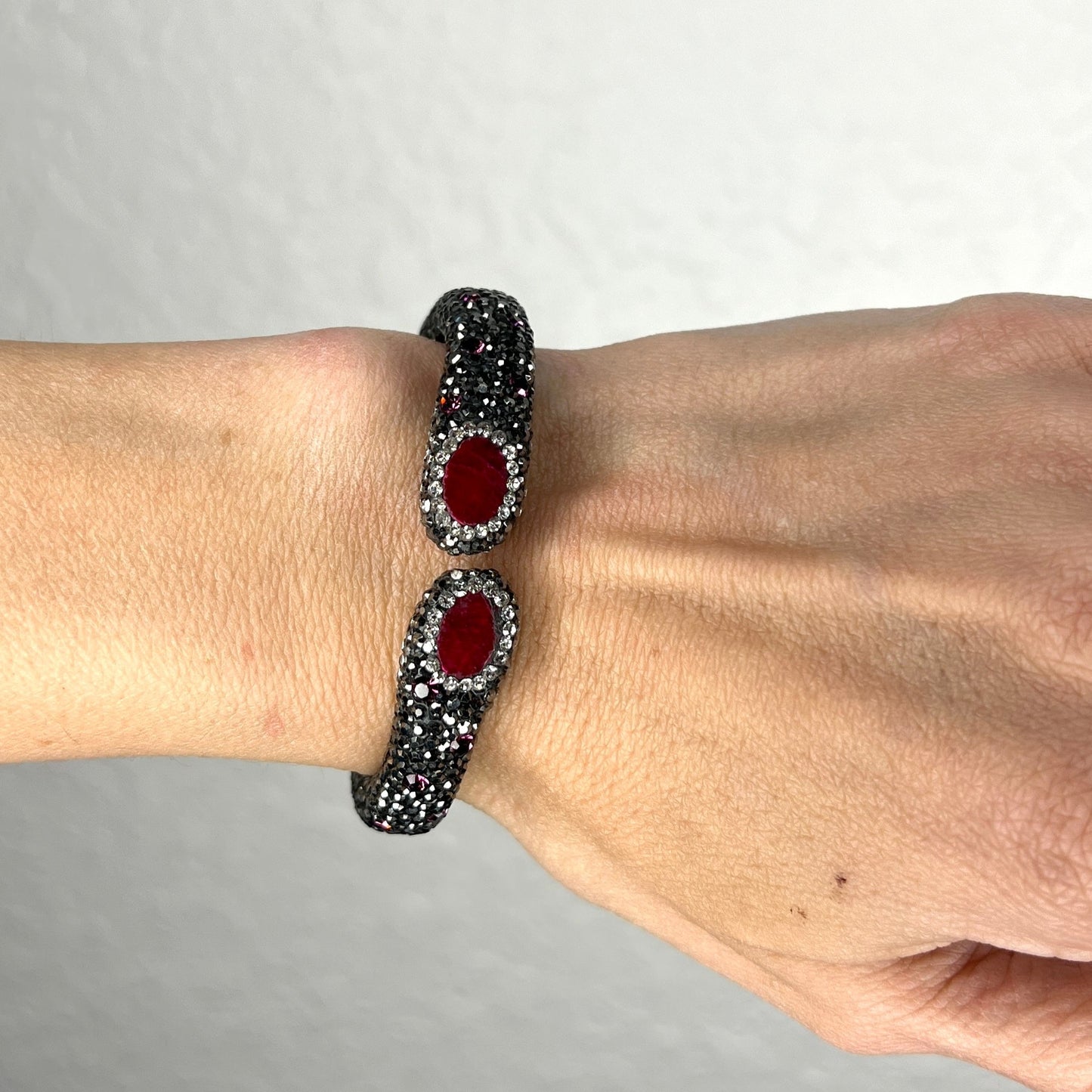 Red Crystal Prism Gemstone Cuff Bracelet - Born To Glam