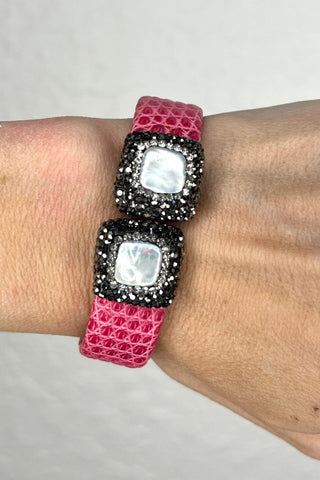 Small Splendor Gemstone Leather Cuff Bracelet - Born To Glam