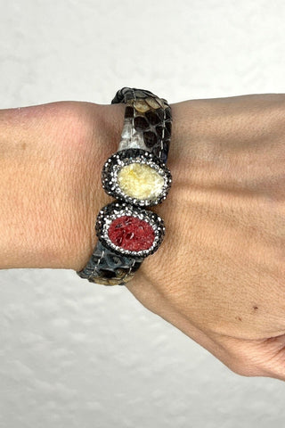 Small Splendor Gemstone Leather Cuff Bracelet - Born To Glam