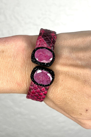 Small Splendor Gemstone Leather Cuff Bracelet - Born To Glam