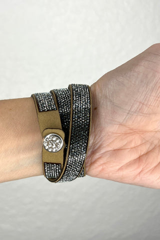 Suede Wrap Crystal Bracelet - Born To Glam