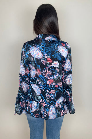 Black Ruffle Flare Sleeve Top - Born To Glam