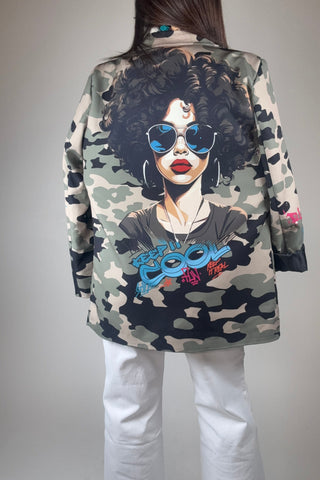 Italian Disco Lady Camo Print Blazer - Born To Glam