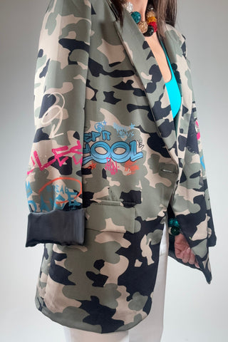 Italian Disco Lady Camo Print Blazer - Born To Glam