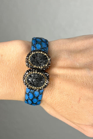 Small Splendor Gemstone Leather Cuff Bracelet - Born To Glam