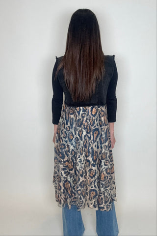 Cropped Denim Leopard Vest - Born To Glam