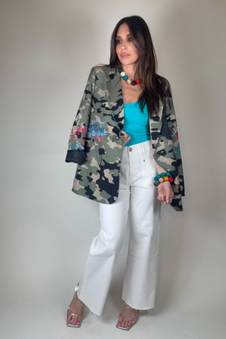 Italian Disco Lady Camo Print Blazer - Born To Glam